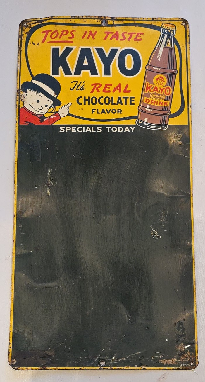 VTG Kayo Chocolate Drink Beverage Pop Soda Menu Gas Station Metal Sign Display