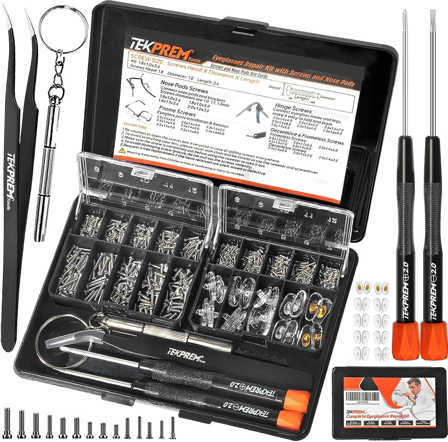 Magnetic Eyeglass Repair Kit, Eye Glasses Screws,Tweezer Screwdriver Nose Pads..