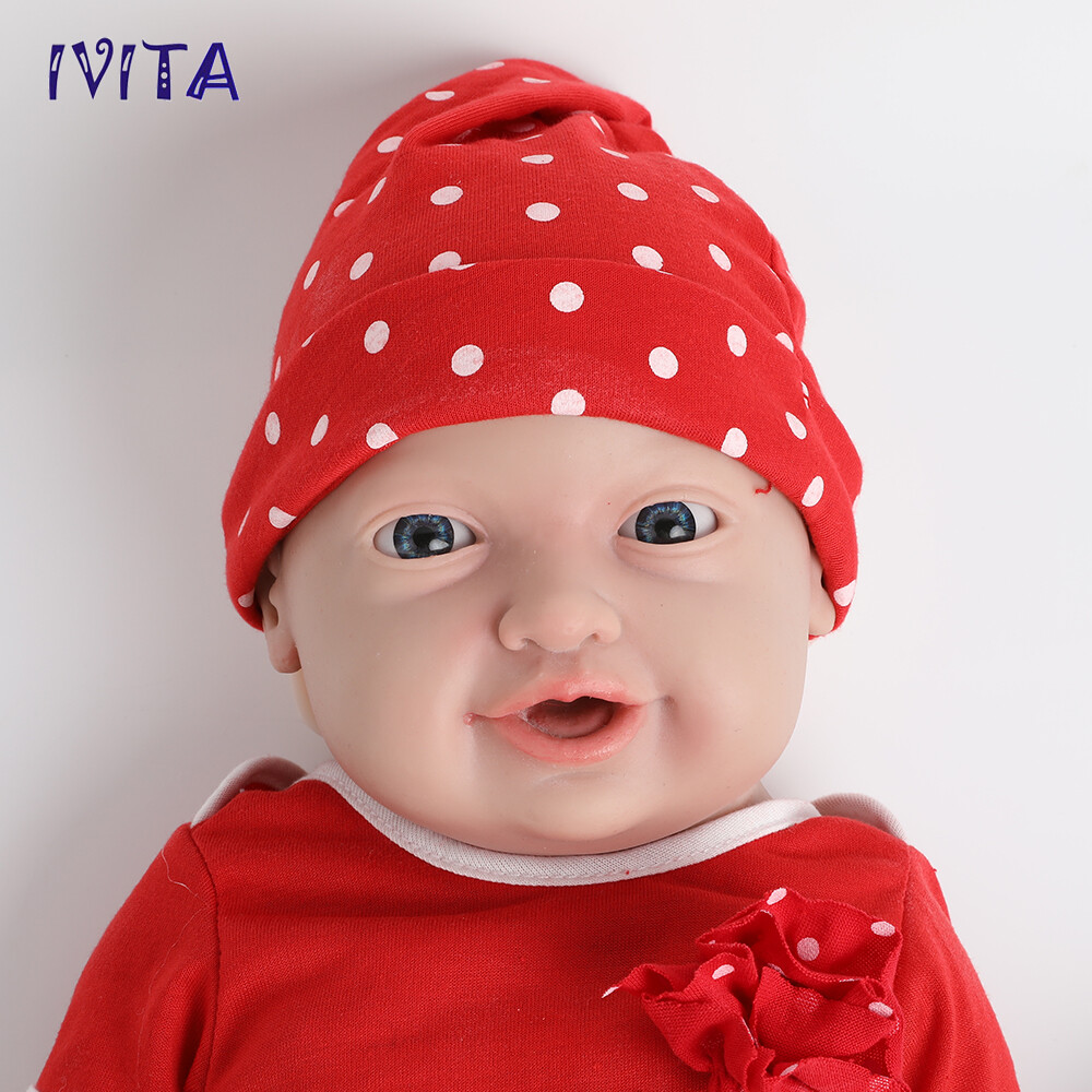 IVITA 23'' Big Reborn Full Body Silicone Doll Adorable Smile Newborn Baby Girl