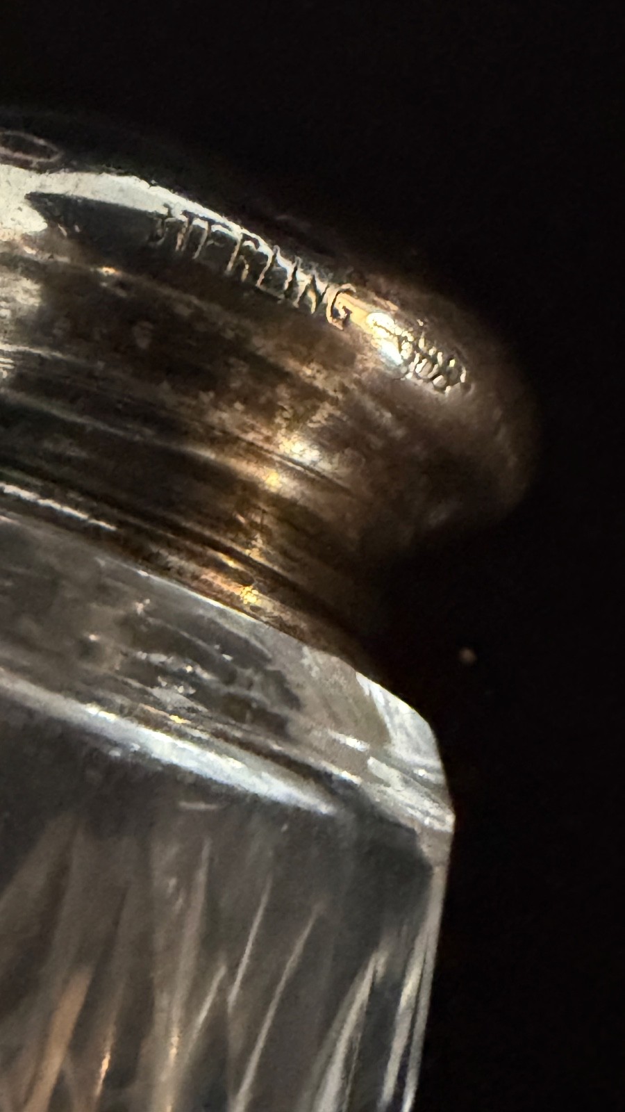 Antique American Brillant Cut Crystal Salt & Pepper Shakers Sterling Lids