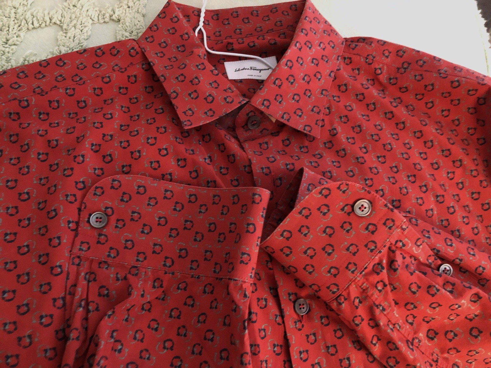 Salvatore Ferragamo Gancini Logo Button Shirt Men's Red XXL