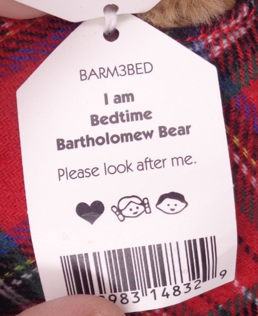 Jellycat Bedtime Bartholomew Bear Plush with Plaid Pajamas NEW NWT BARM3BED