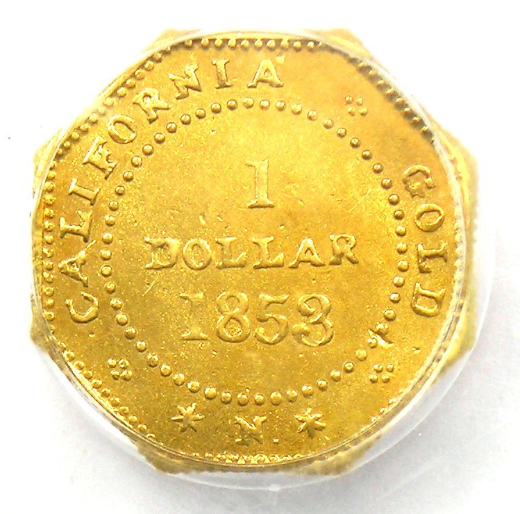 1853 California Liberty Gold Dollar G$1 Coin BG-530 - PCGS UNC Detail (MS)