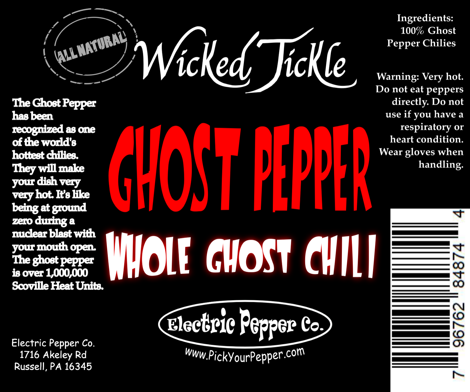 Dried Whole Ghost Peppers Chile Pepper Pods 1 oz Hot 25 Peppers Wicked Tickle