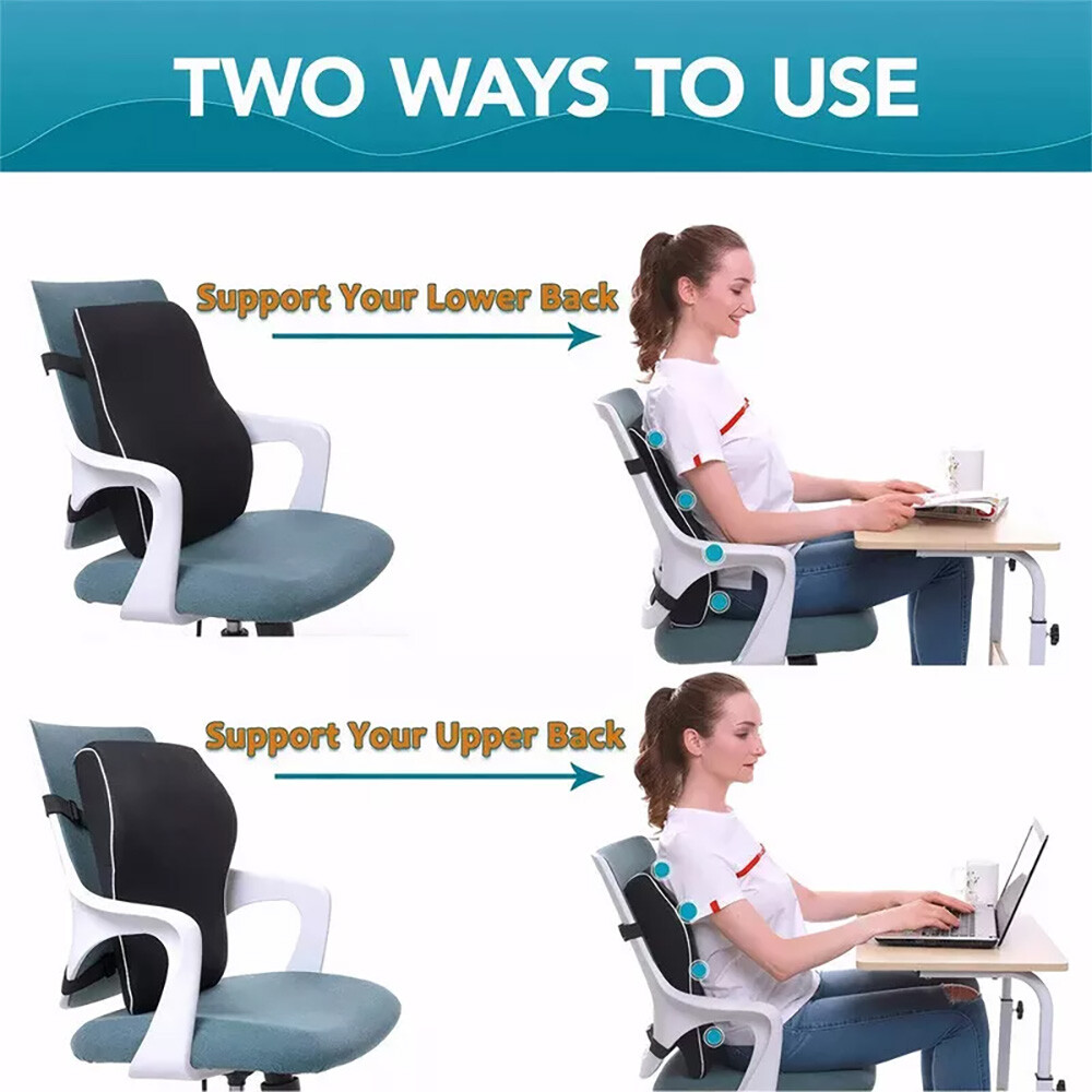 Memory Foam Lumbar Support Cushion for Home Office Car Seat Back Chair Pillow US