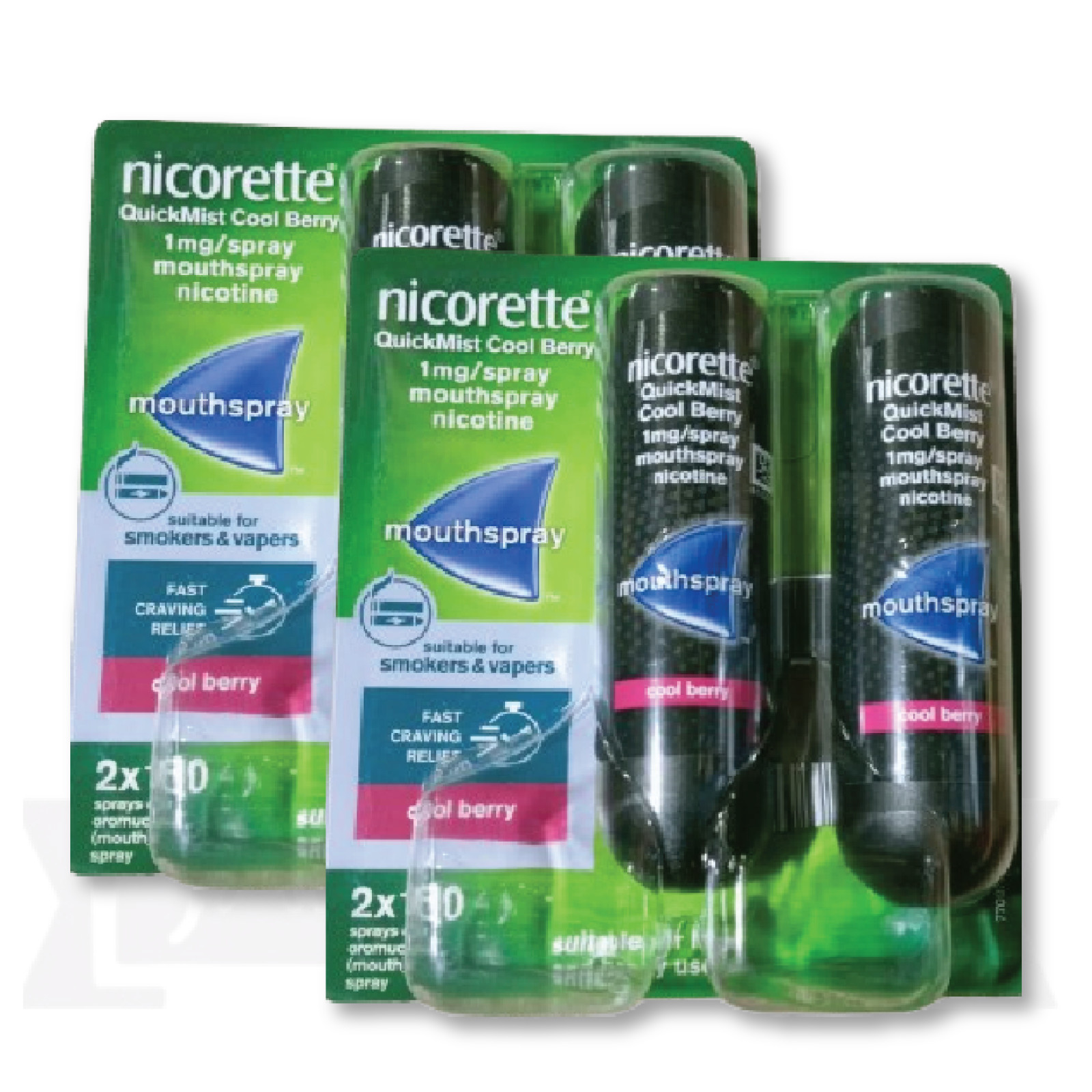 2X Nicorette Mouthspray Quickmist Berry 1mg 13.2ml X 2ct-PACK 2-FREE SHIP