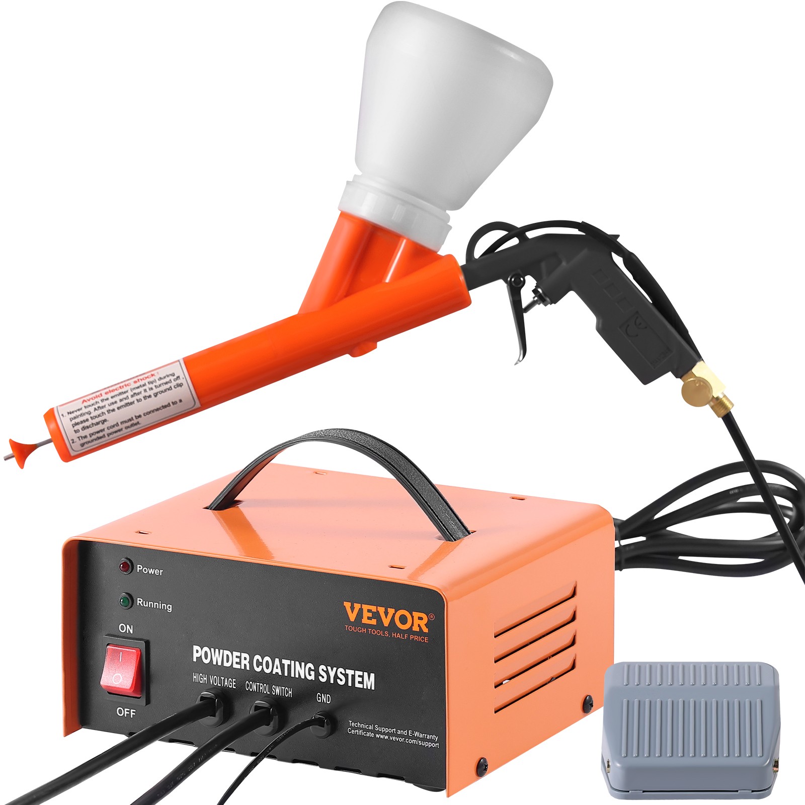 VEVOR Powder Coating System 50KV Electrostatic Output with Spray Gun Foot Switch