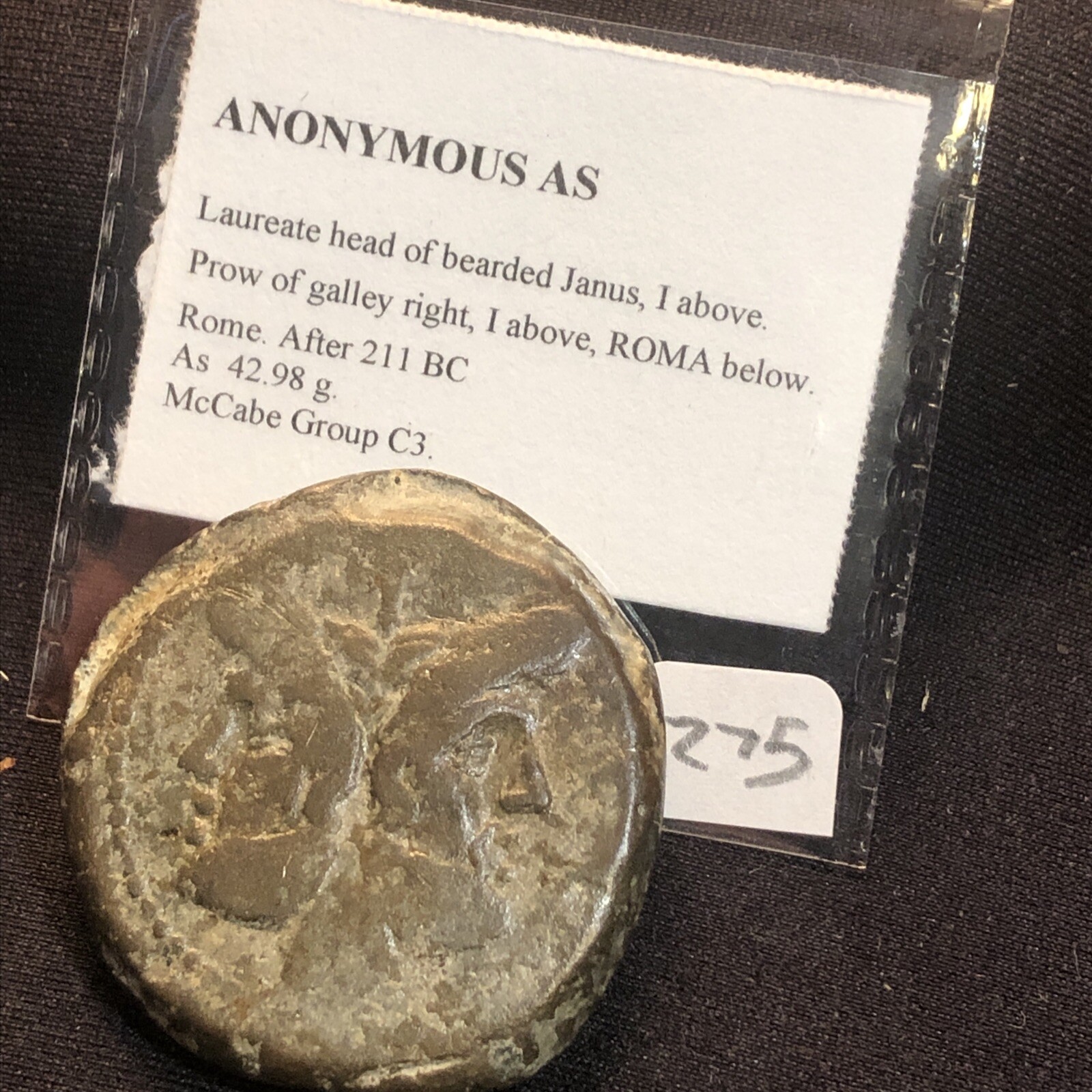 Roman Republic Bronze Rome After 211 BC - Anonymous Janus Rev Galley 42.98 Gram