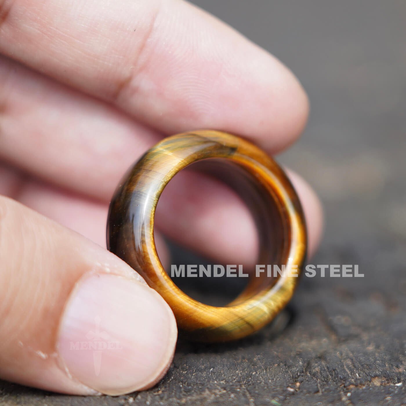 MENDEL Mens Gemstone Tiger Eye Stone Band Ring For Men Women Size 7 8 9 10 11 12
