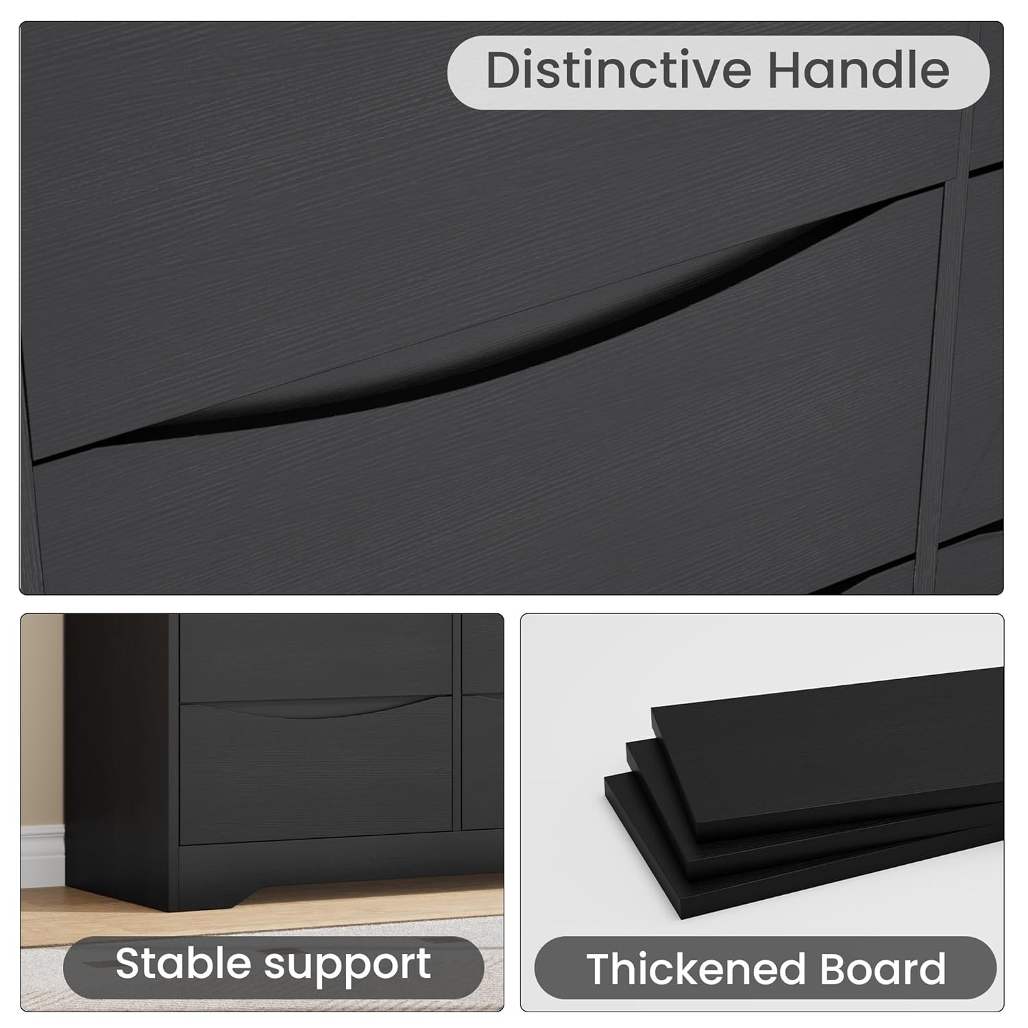 Wooden Dresser with 9 Drawers, Large Chest of Drawers with Wide Top for Bedroom