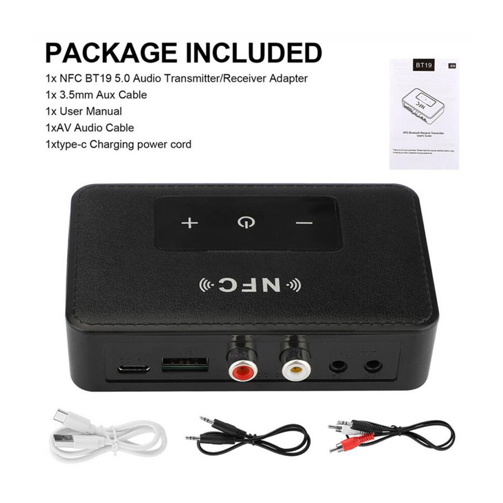 New Wireless Bluetooth 5.0 Receiver Aux NFC to 2 RCA Audio Stereo Adapter 3.5mm