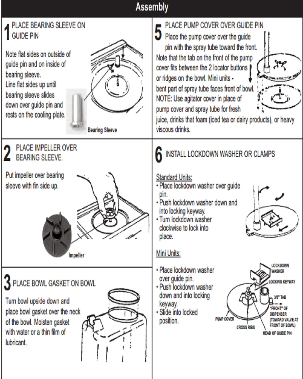 Juice machine parts Crathco impeller (2) Crathco (2) Bearing Sleeve