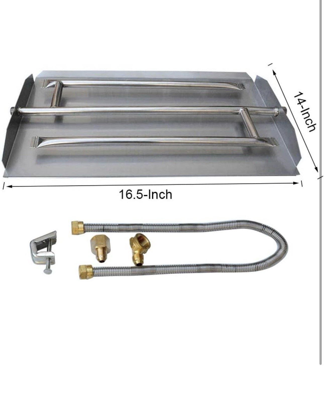 Stanbroil Stainless Steel Natural Gas Fireplace Trpl Flame Pan Burner Kit, 16.5”