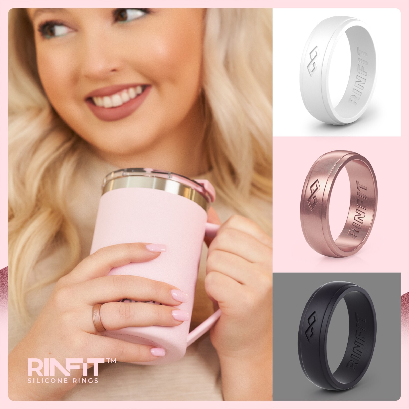 Rinfit Silicone Ring for Women. Infinity style. Comfortable&Durable Wedding Band