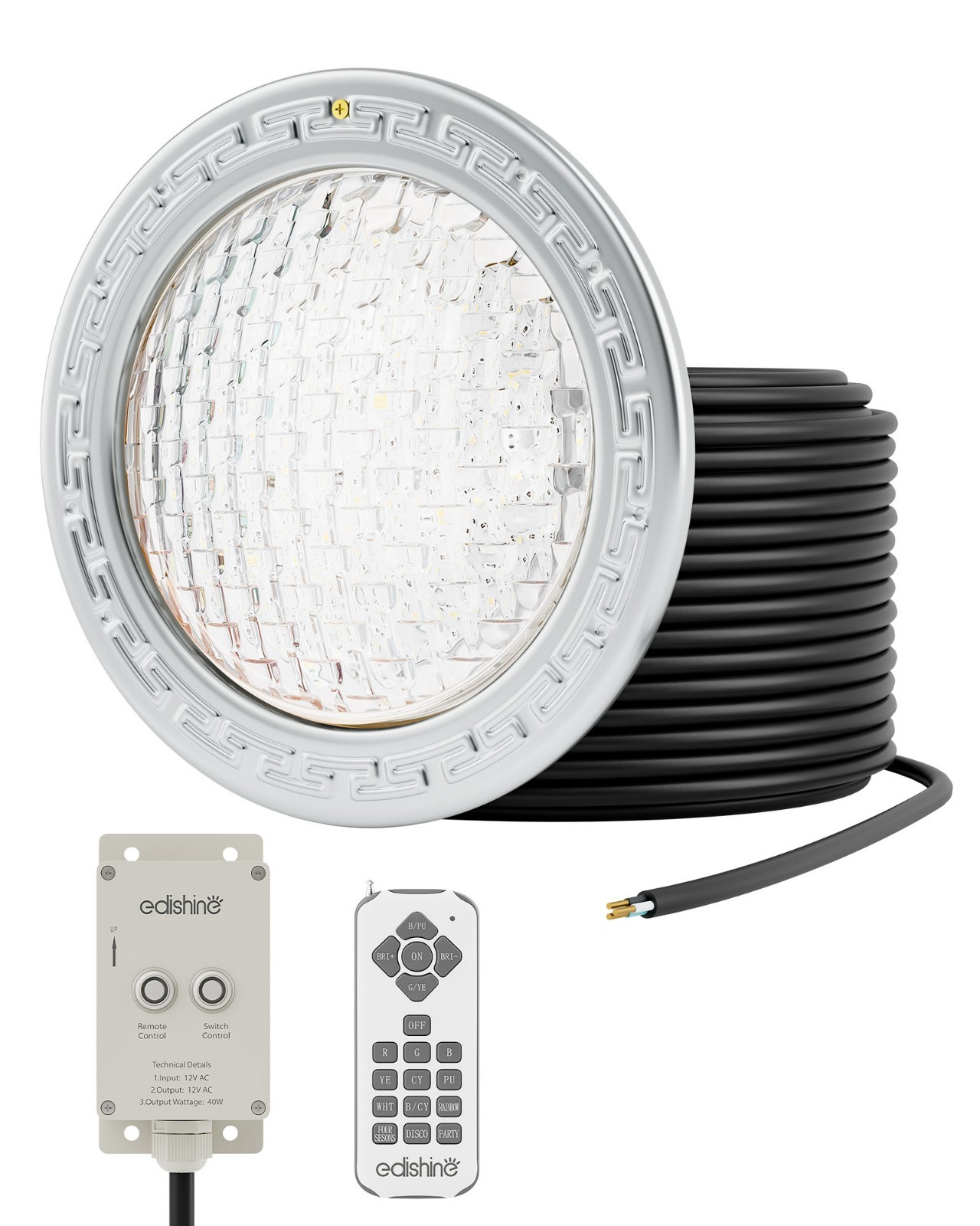 EDISHINE 12V LED Pool Lights for Inground Pool RGBW Dynamic Effects Waterproof