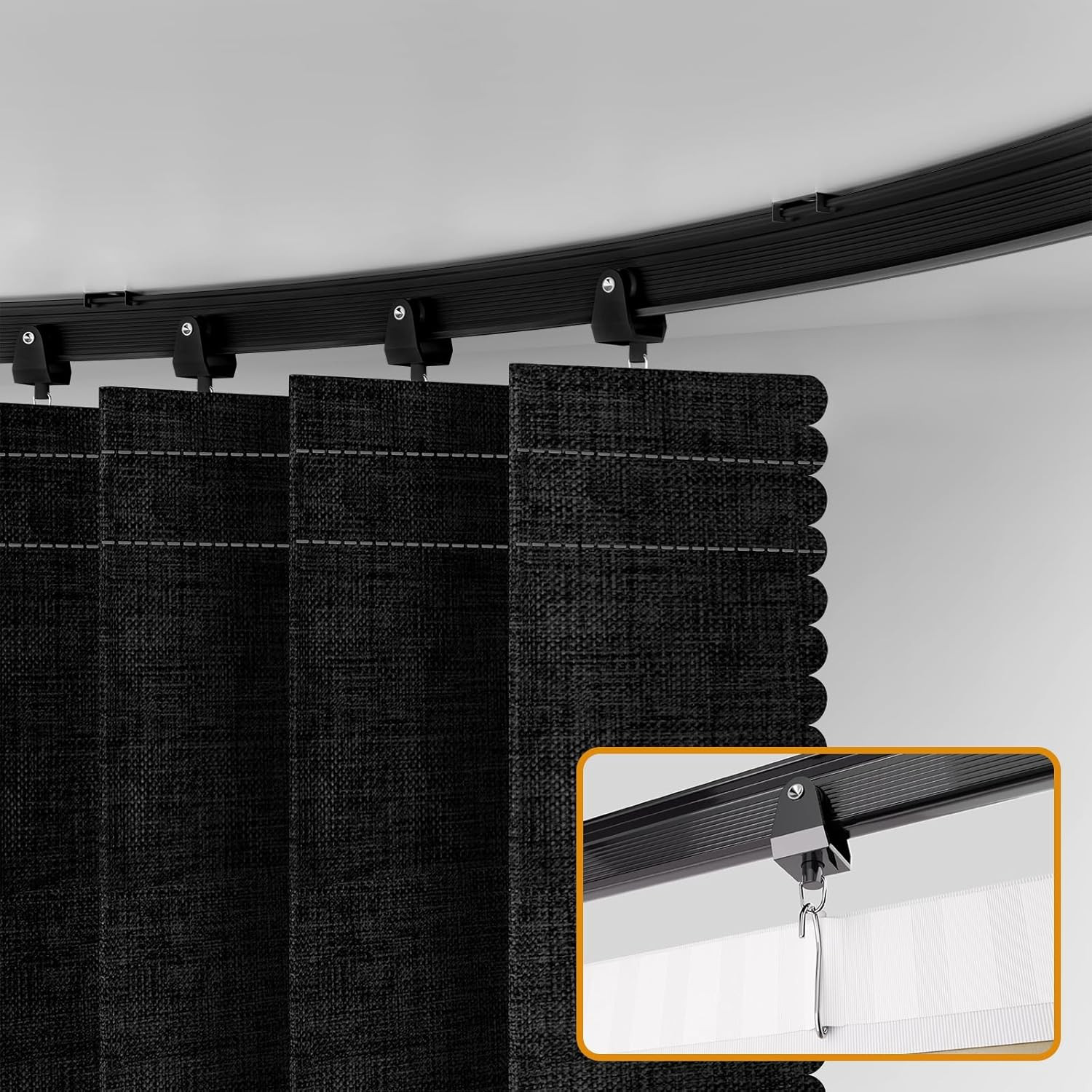 Accordion-Style Room Divider with Ceiling Track Foldable Partition Curtain Easy