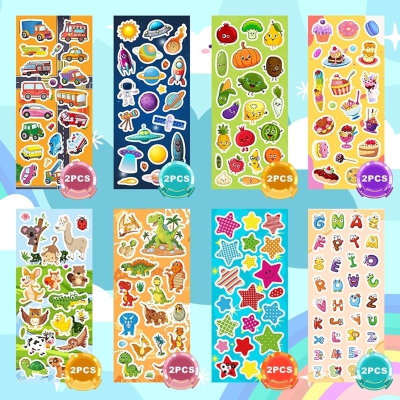 48 Sheets Stickers for Kids, Cute Kids Variety Pack Multicolor