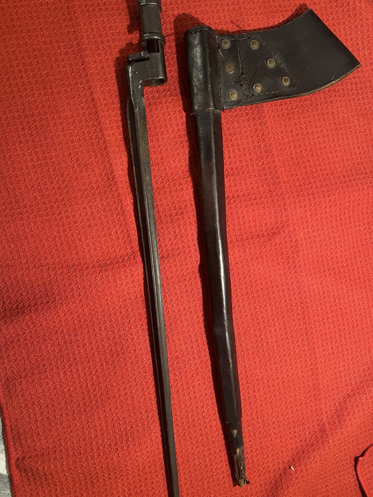 Antique US scabbard For Trap Door Springfield & Foreign socket bayonet