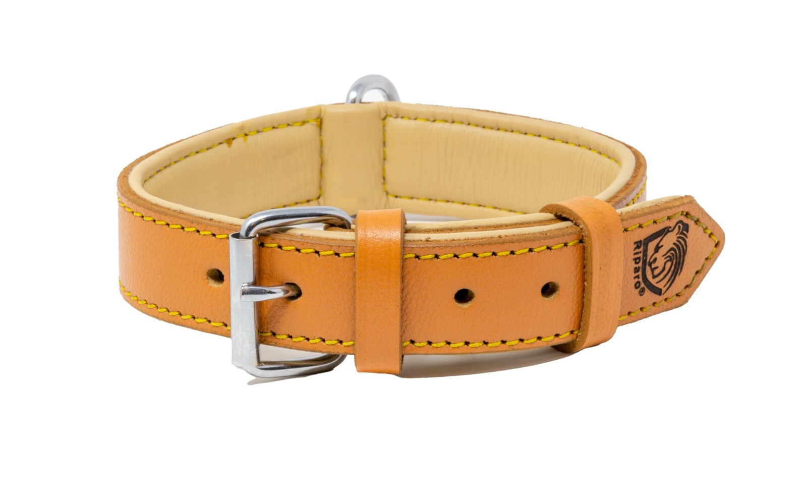 Riparo Genuine Leather Padded Dog Heavy Duty K-9 Adjustable Collar