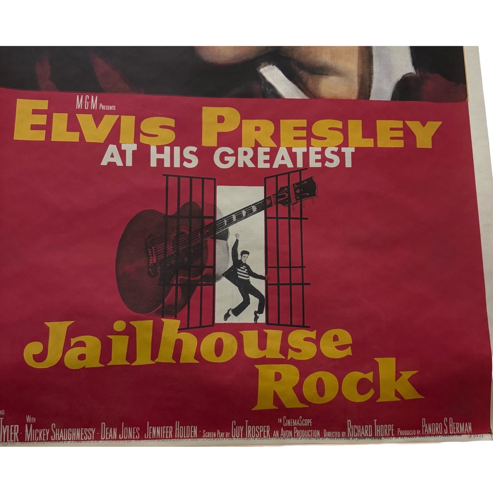 Elvis Presley Jailhouse Rock Vintage Movie Poster 27x41 MGM At His Greatest