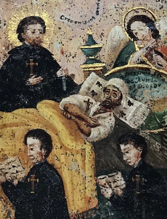 antique retablo mexico spanish colonial art oil on tin