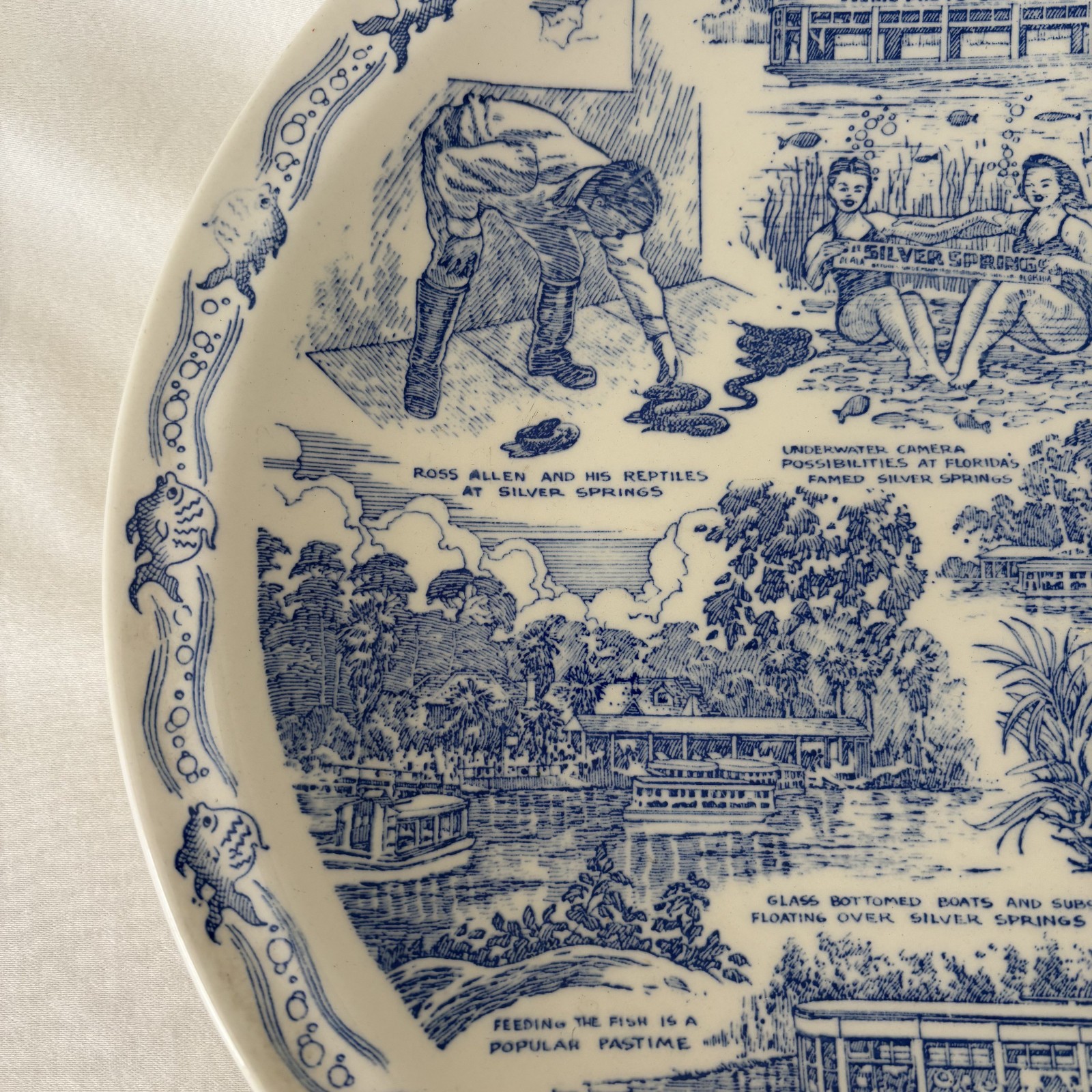 Silver Springs, Florida Rare Vintage Souvenir Plate By Vernon Kilns Exc. Cond.