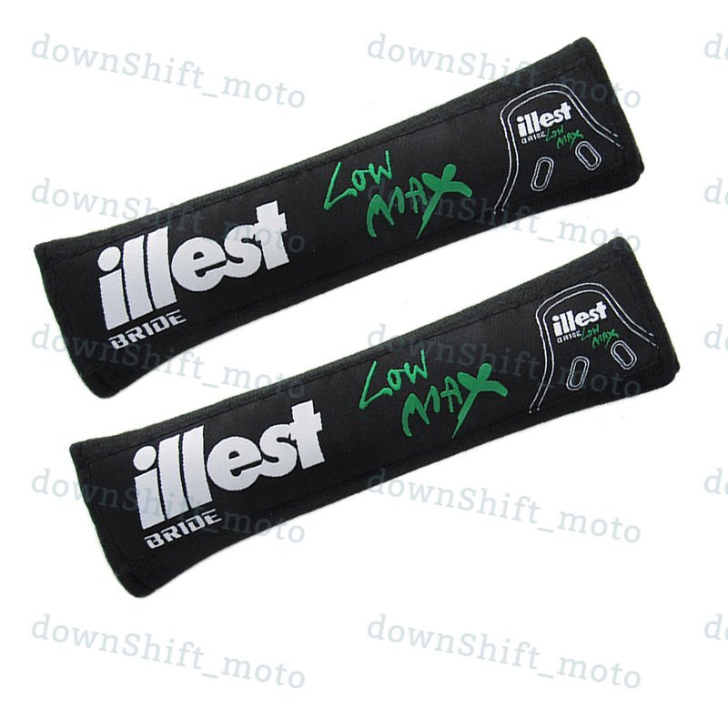 X2 Black JDM ILLEST BRIDE Seat Belt Cover Shoulder Pads Embroidery for Honda New