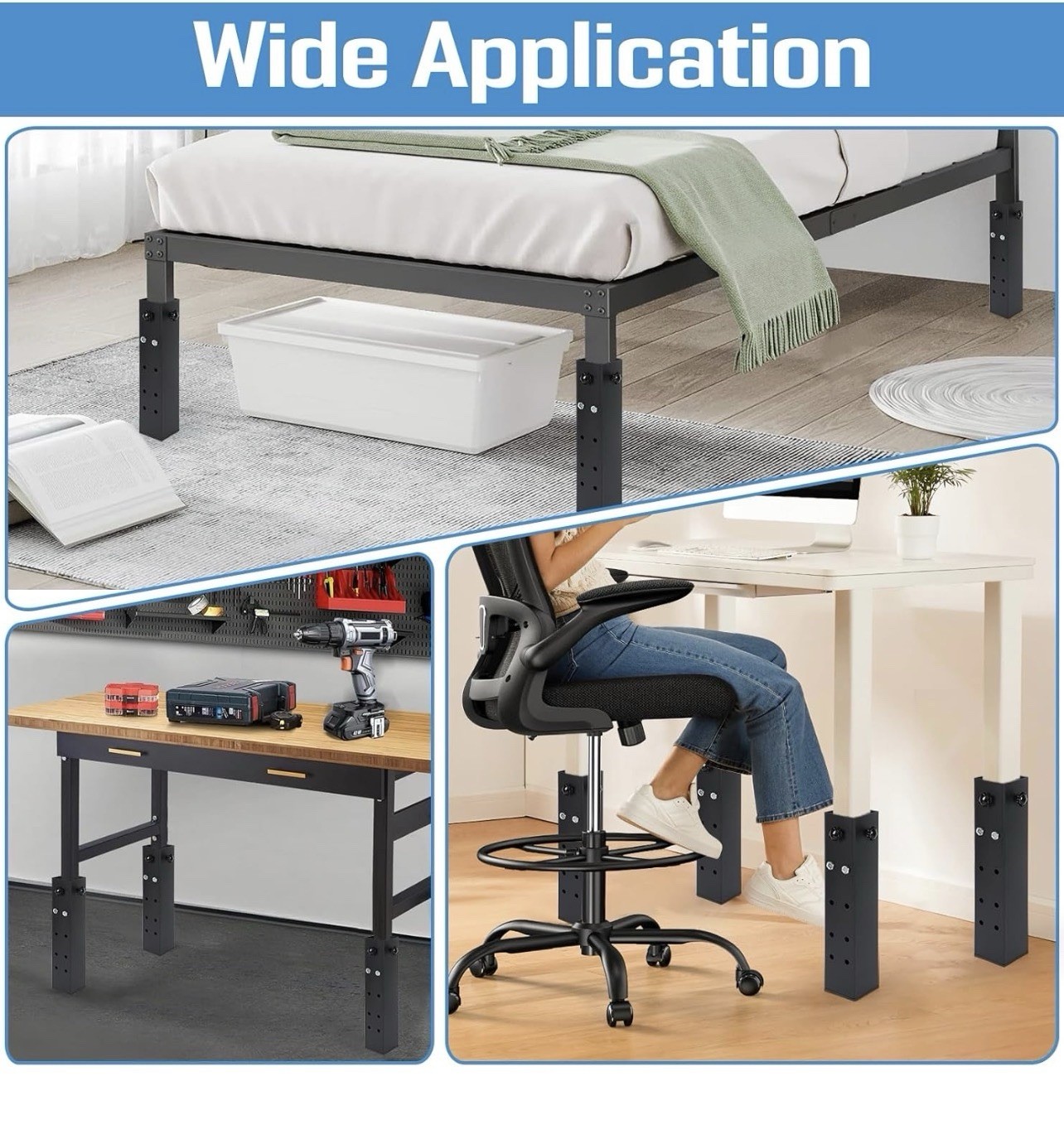 4 Pack 3.15” Diameter Dorm Bed Risers Heavy Duty 11.8LB Metal New