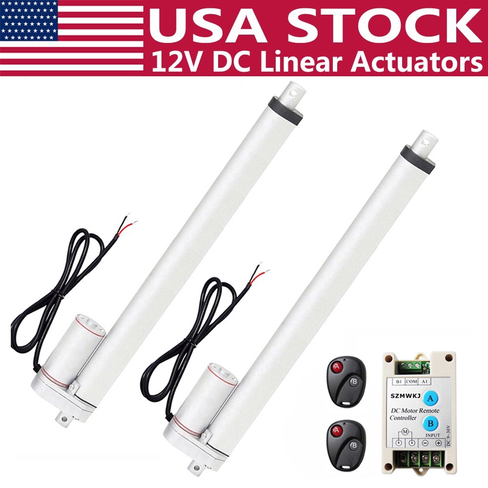 2x 18" Linear Actuator +Remote Control Heavy Duty 1500N/330lbs Electric 12VMotor