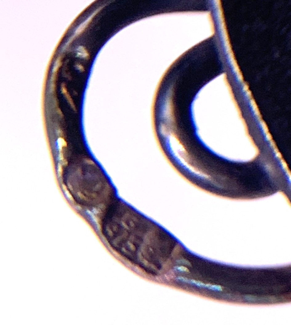 Rare Sterling Silver Candle stick Holder with Baltic Amber Cabochons 88g Poland