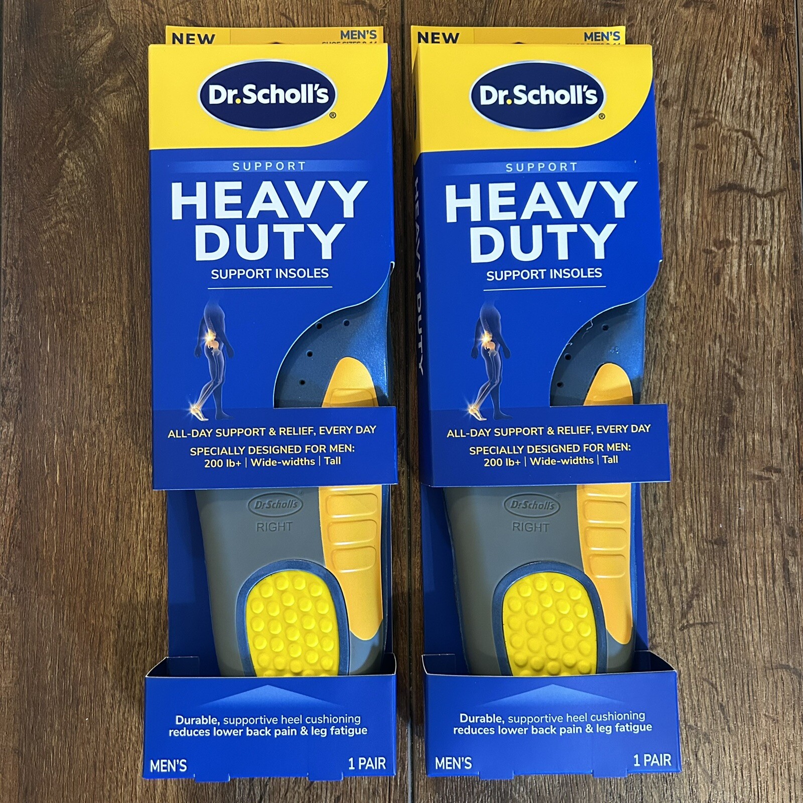NEW Dr Scholl's Heavy Duty All Day Support Relief Insoles Men's 8-14 / 2 Pack