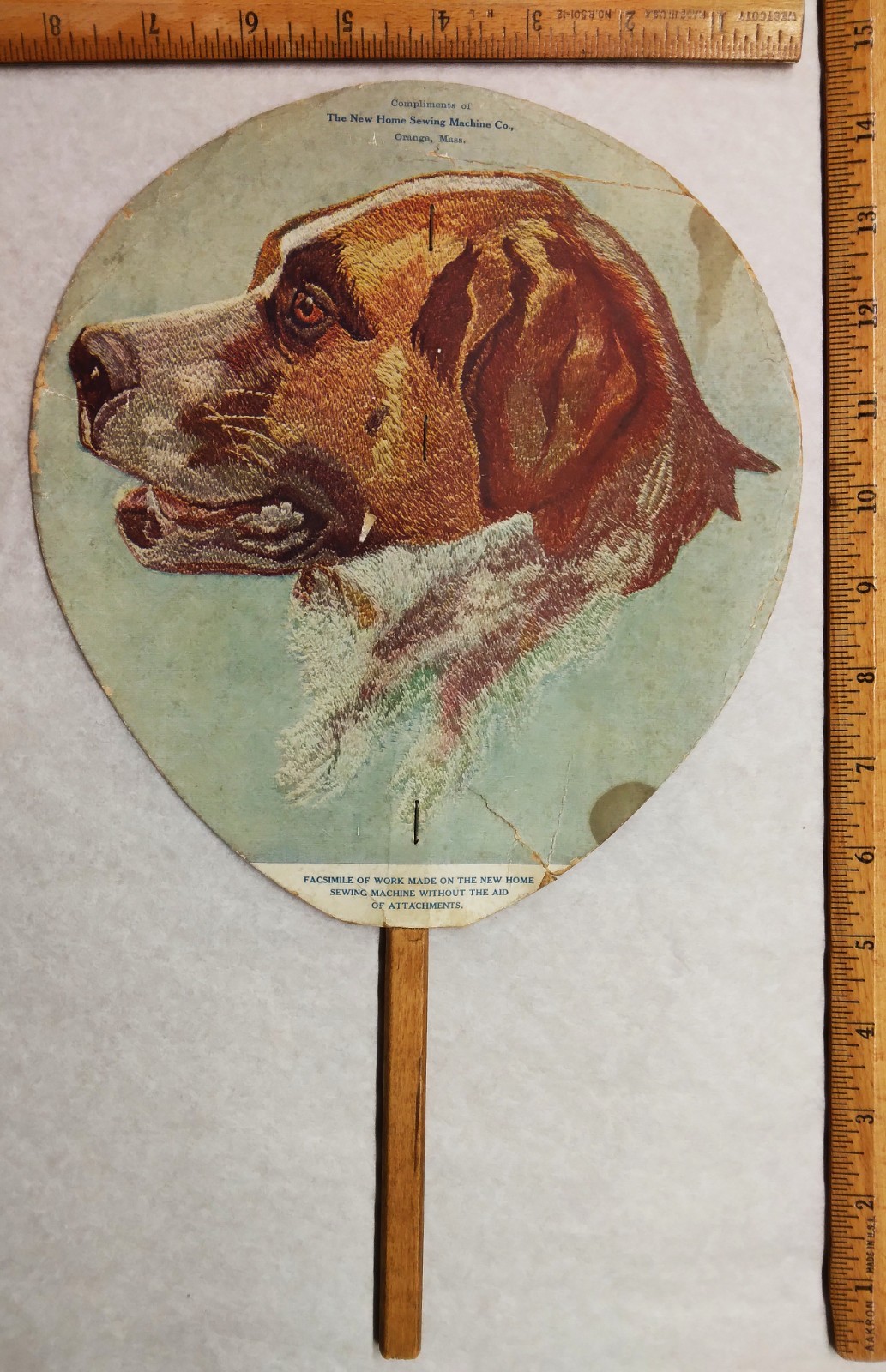c1920 The New Home Sewing Machine Co. advertising hand fan