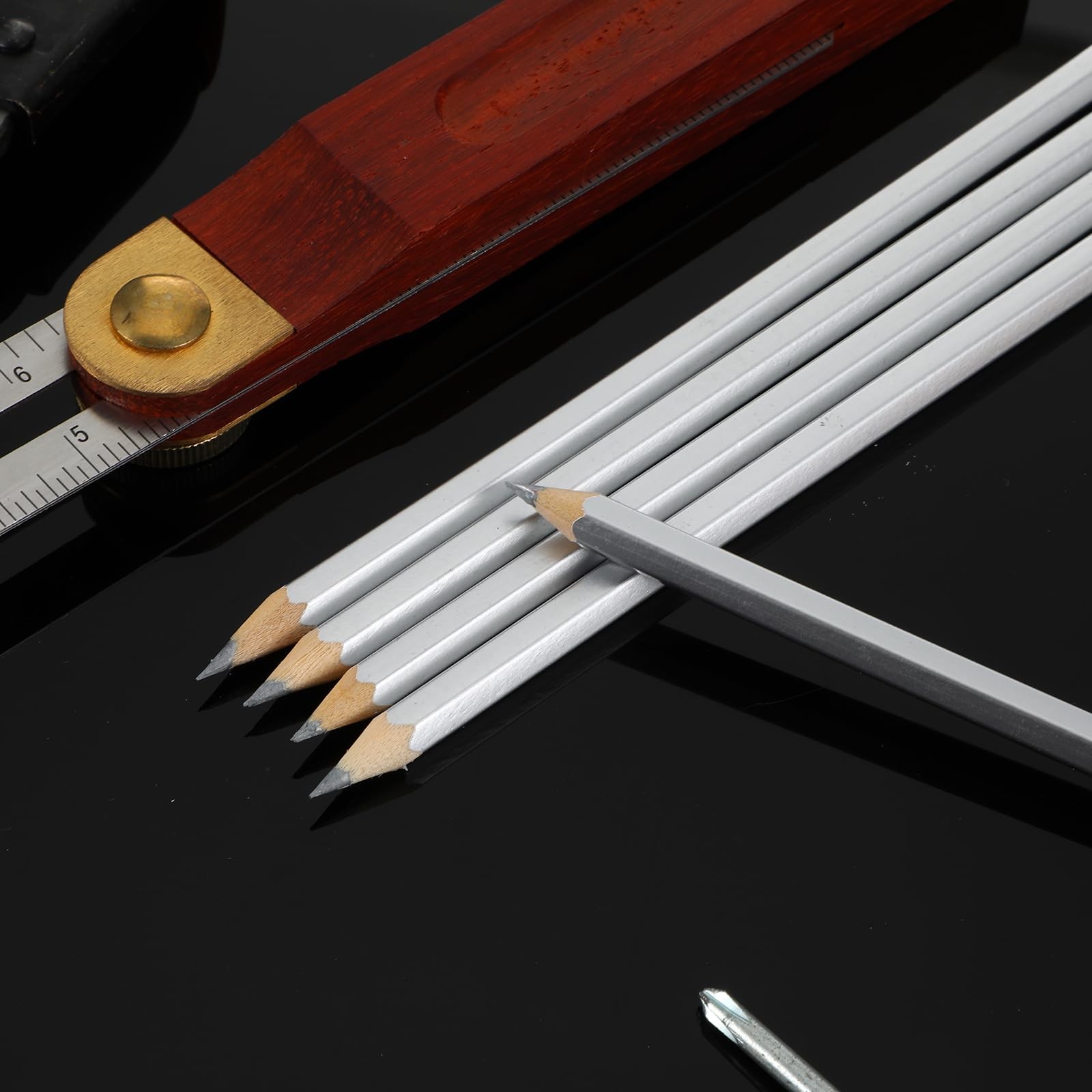 24 Pack Silver Streak Welders Pencil Metallic Marking Pencil Metal Pencils Fo...