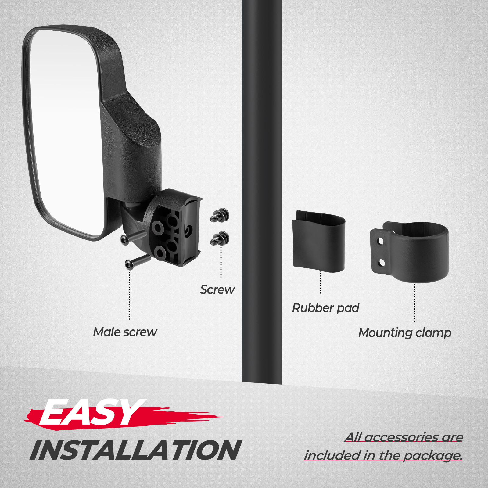 UTV Rear View Side Mirrors Set For Polaris Ranger RZR S XP Crew 570 800 900 1000