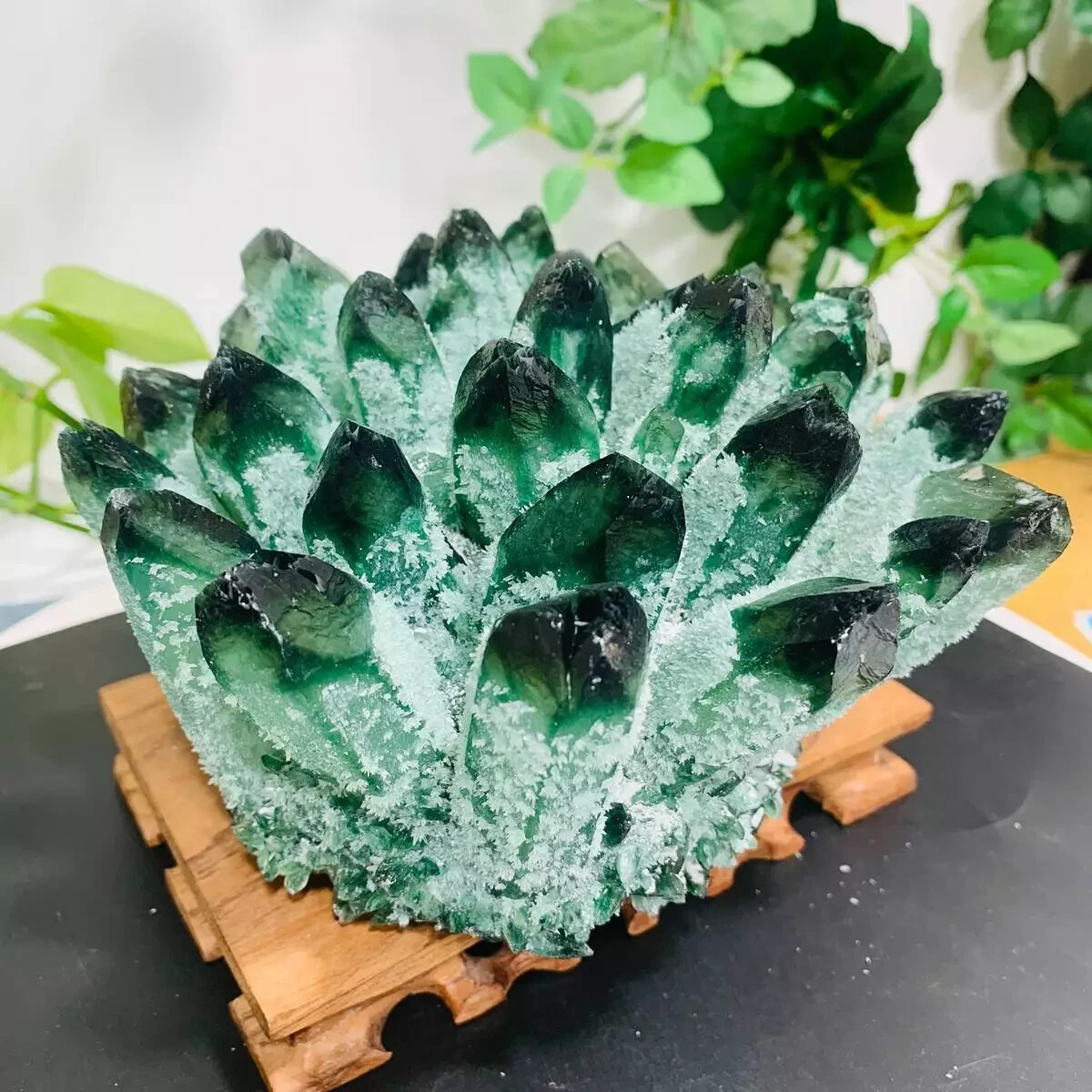 2025Rare Large Raw Green Ghost Crystal Cluster Natural Rough Geode Reiki Quartz