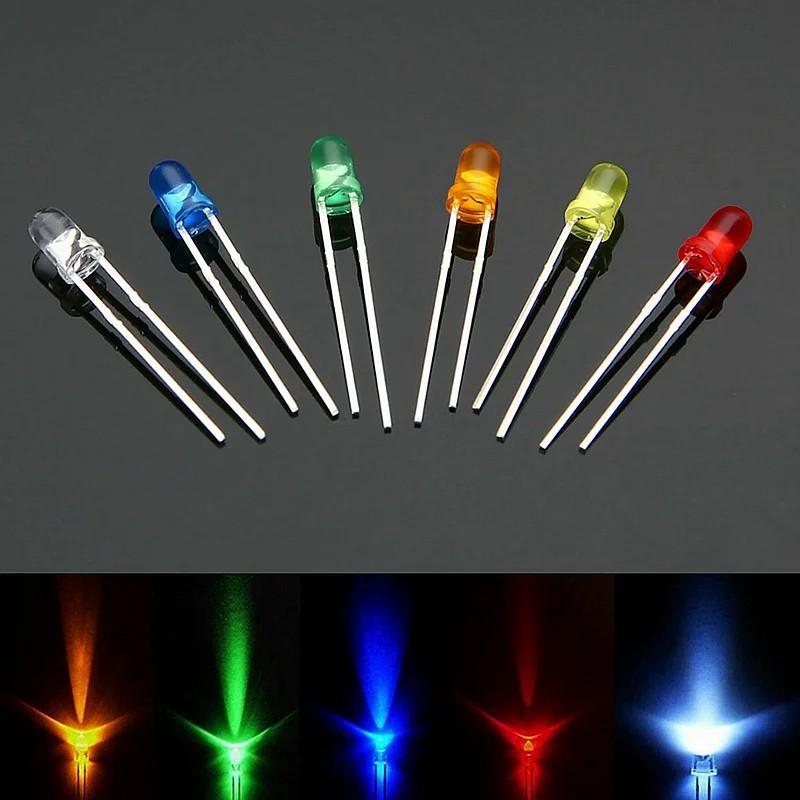 200Pcs 5mm 3mm LED Light Kit Yellow White Blue Red Green Assortment with Case