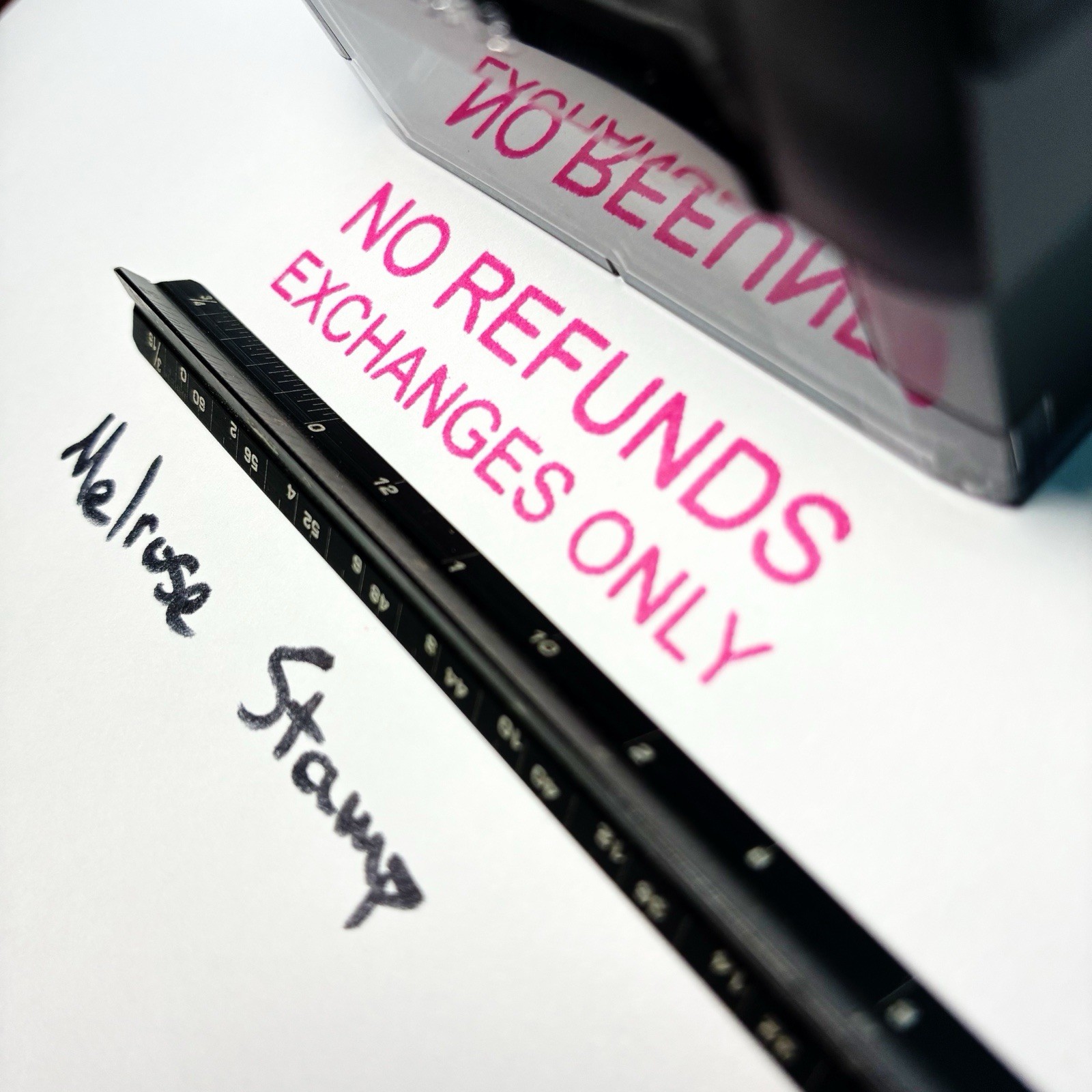 No Refunds Exchanges Only Rubber Stamp Pink Ink Self Inking Ideal 4913