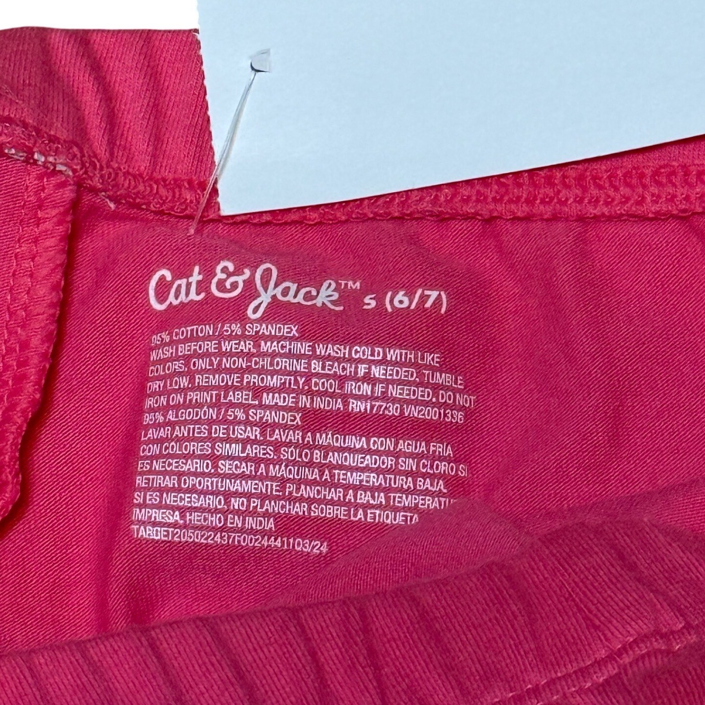 Cat & Jack Girls 3pc Outfit Set Pink Snack Graphic Tee Leggings Black Shorts 6/7