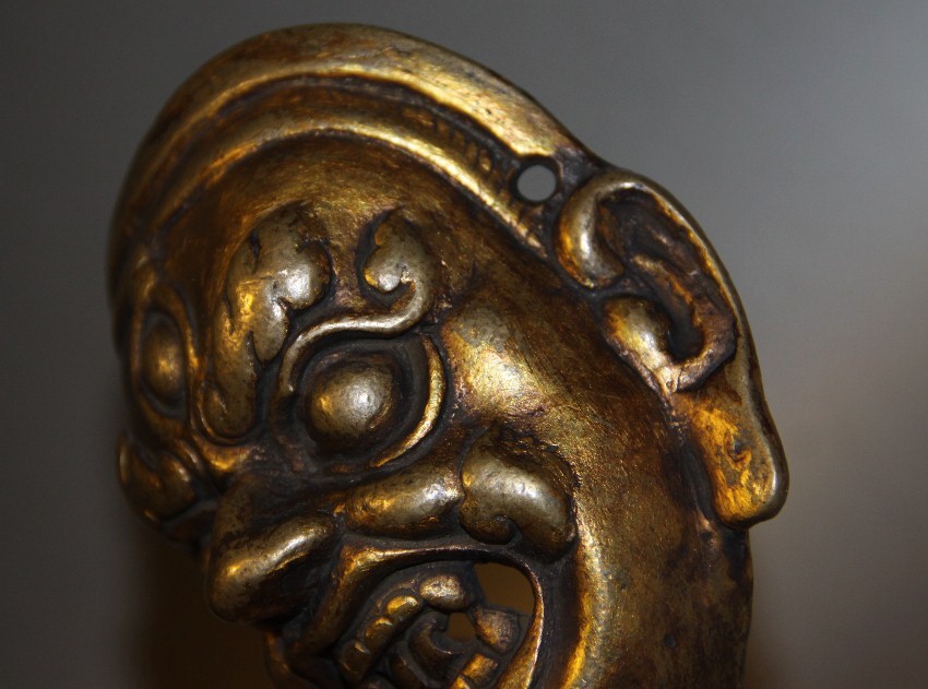 Real Nice Tibet Tibetan Vintage Old Buddhist Alloy Copper Mahakala Offering Mask
