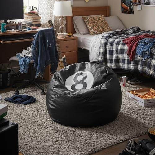 8 Ball Bean Bag Chair Cover Black 8 Ball Stuffed Leather Bean Bag Storage for
