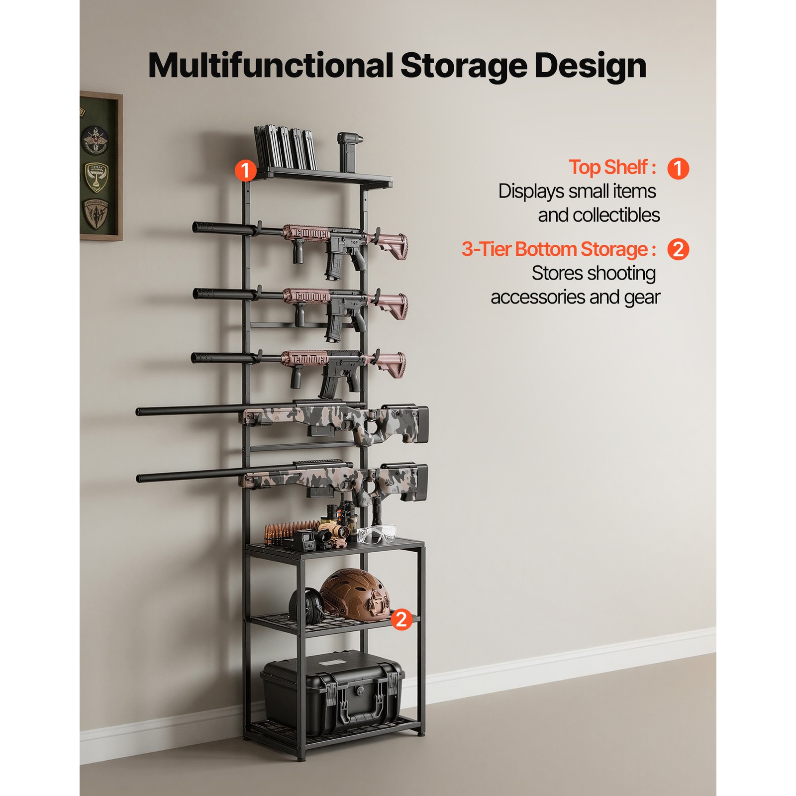 Uimoso Freestanding Indoor Gun Rack for Wall-Mounted Gun Display