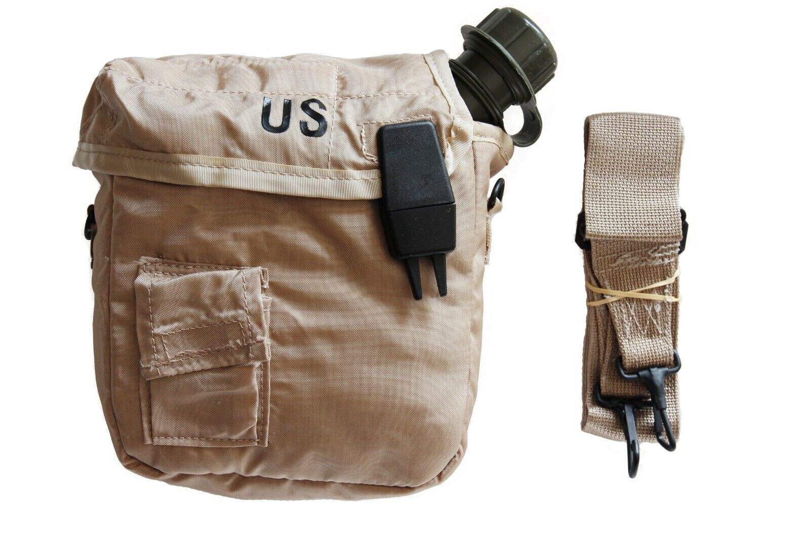 US Army Military Issue 2 qt Collapsible OD Canteen & Desert Tan Cover Pouch NEW