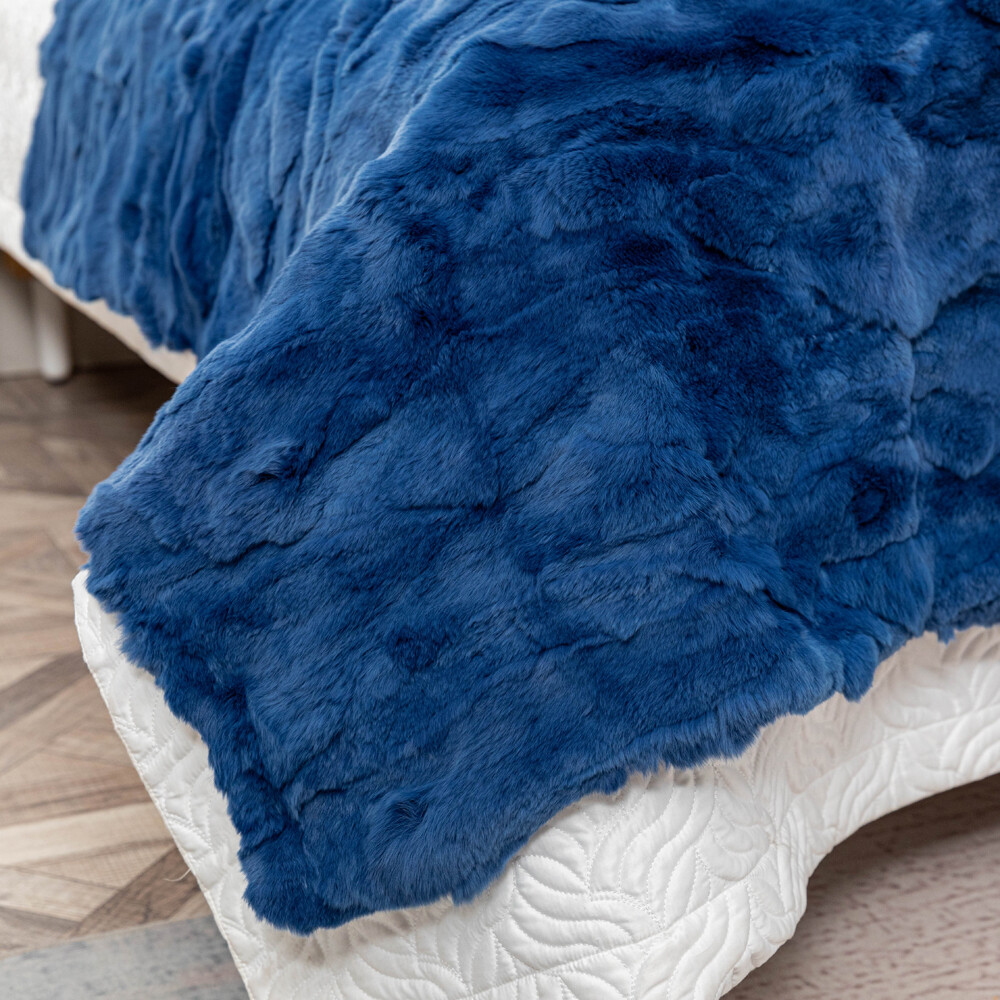 Luxury Real Rex Rabbit Fur Throw Blanket Couch Armchair Mat Bedspread 55x79inch