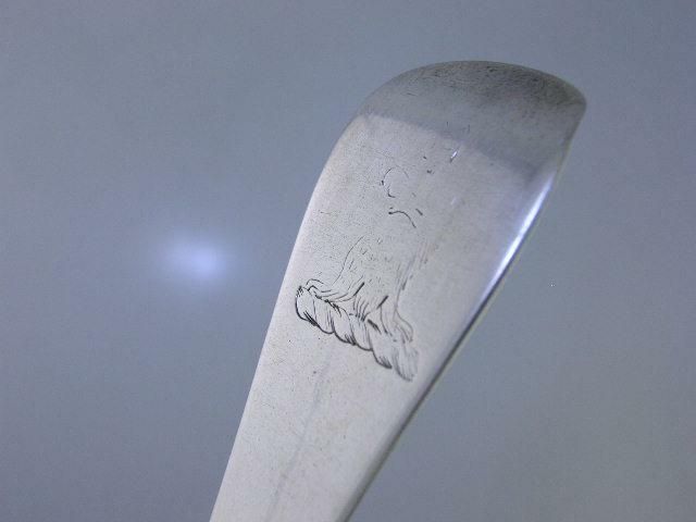 Early George II Silver 7 3/8" Spoon SAMUEL HUTTON London c1737 lion crest