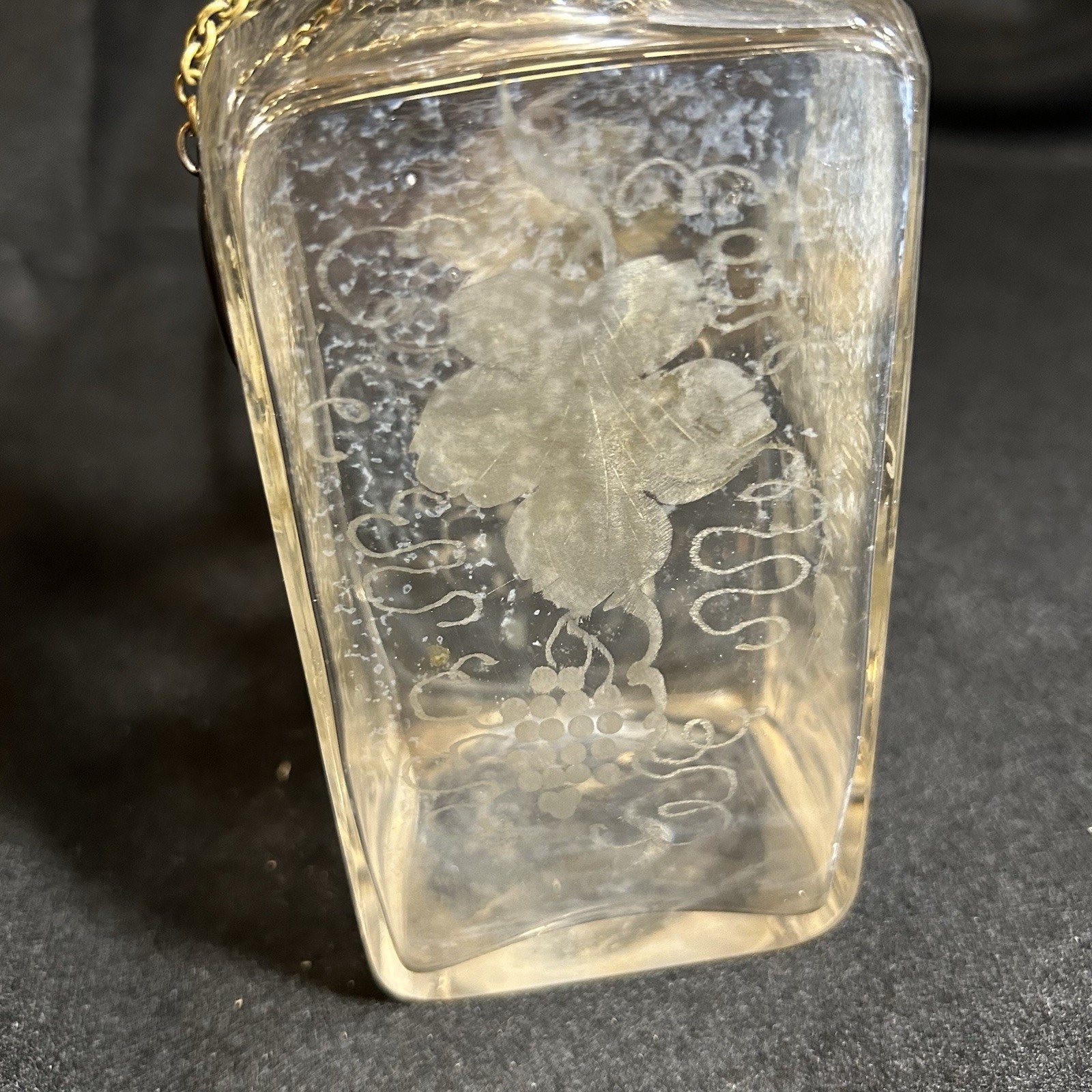 Antique Edwardian Etched Crystal Decanter “Scotch” Silverplate Plaque England