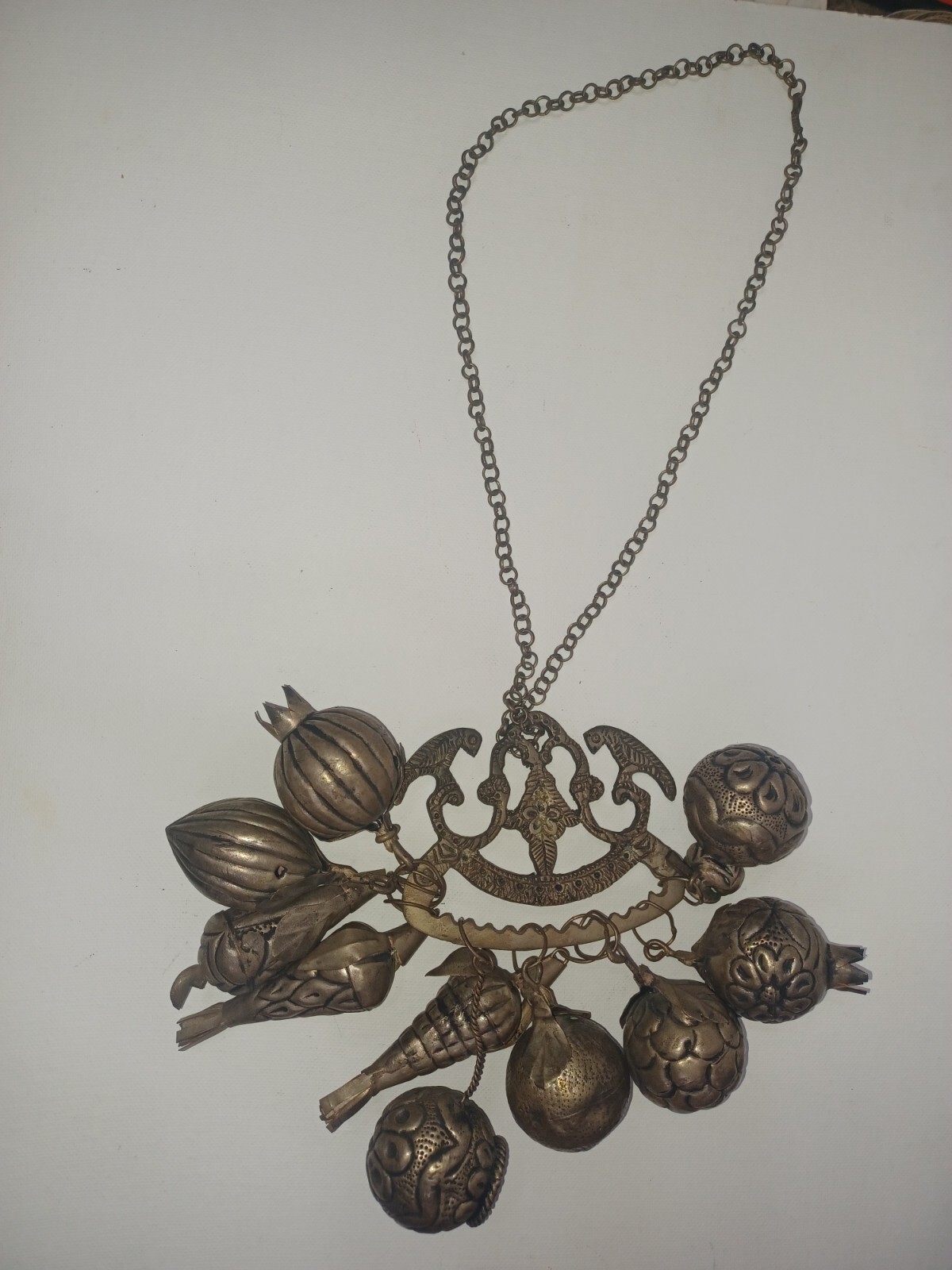 Brazilian Penca de Balangandan Silver on Brass 10 Charms Brazil