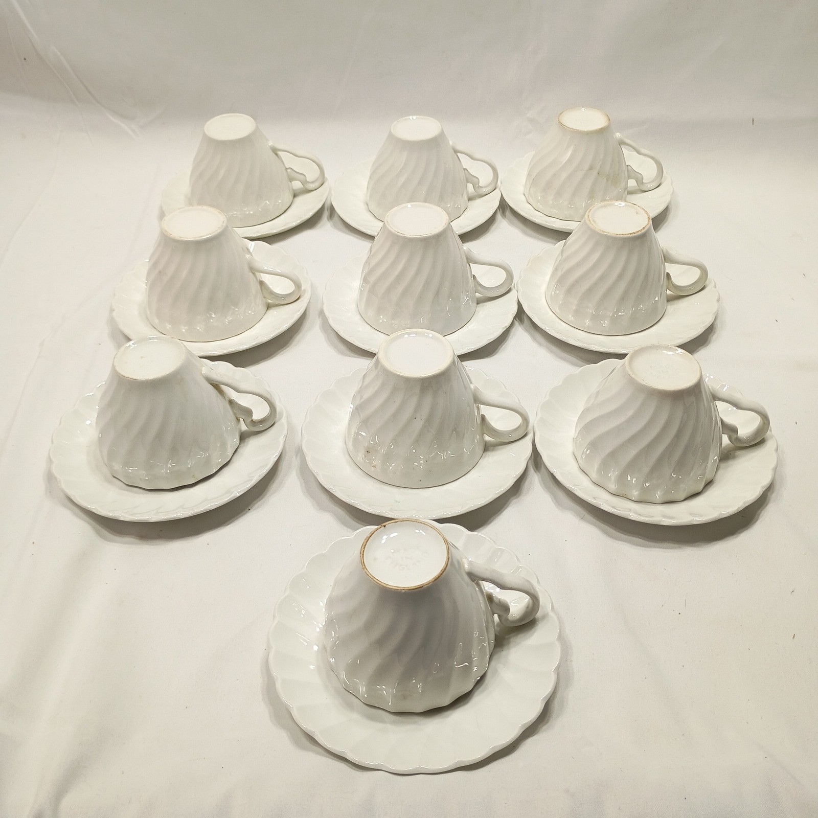Johnson Bros Snow White Regency tea cups & saucers set of 10