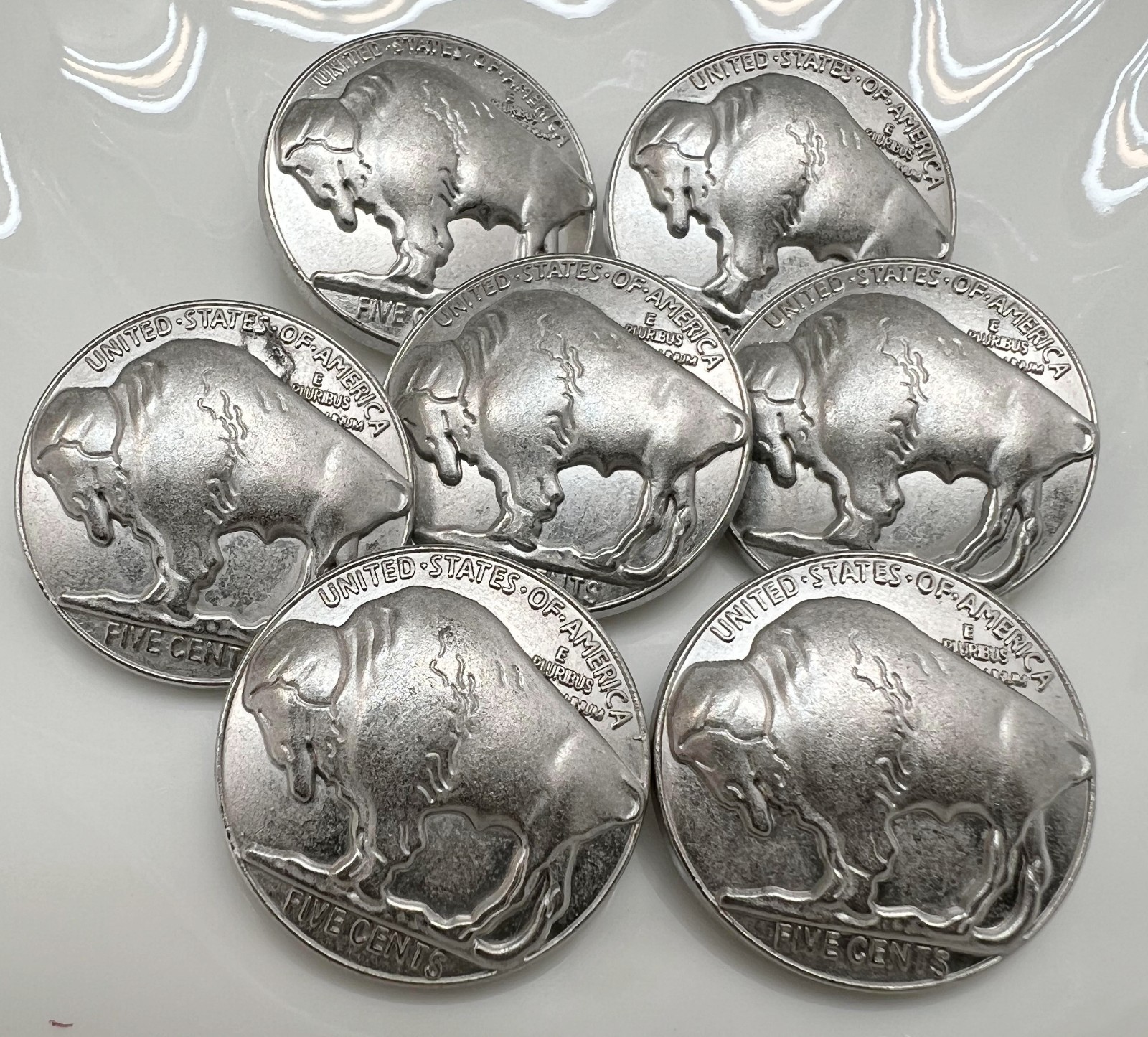 10PC Matte Silver Buffalo Rustic Metal Buttons Shank Buttons 1" 26mm