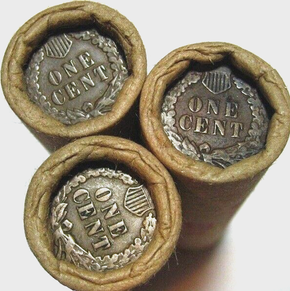 Original Historic FNB Denver Wheat Roll 2 Indian Cent Ends Vintage 50 Penny Find