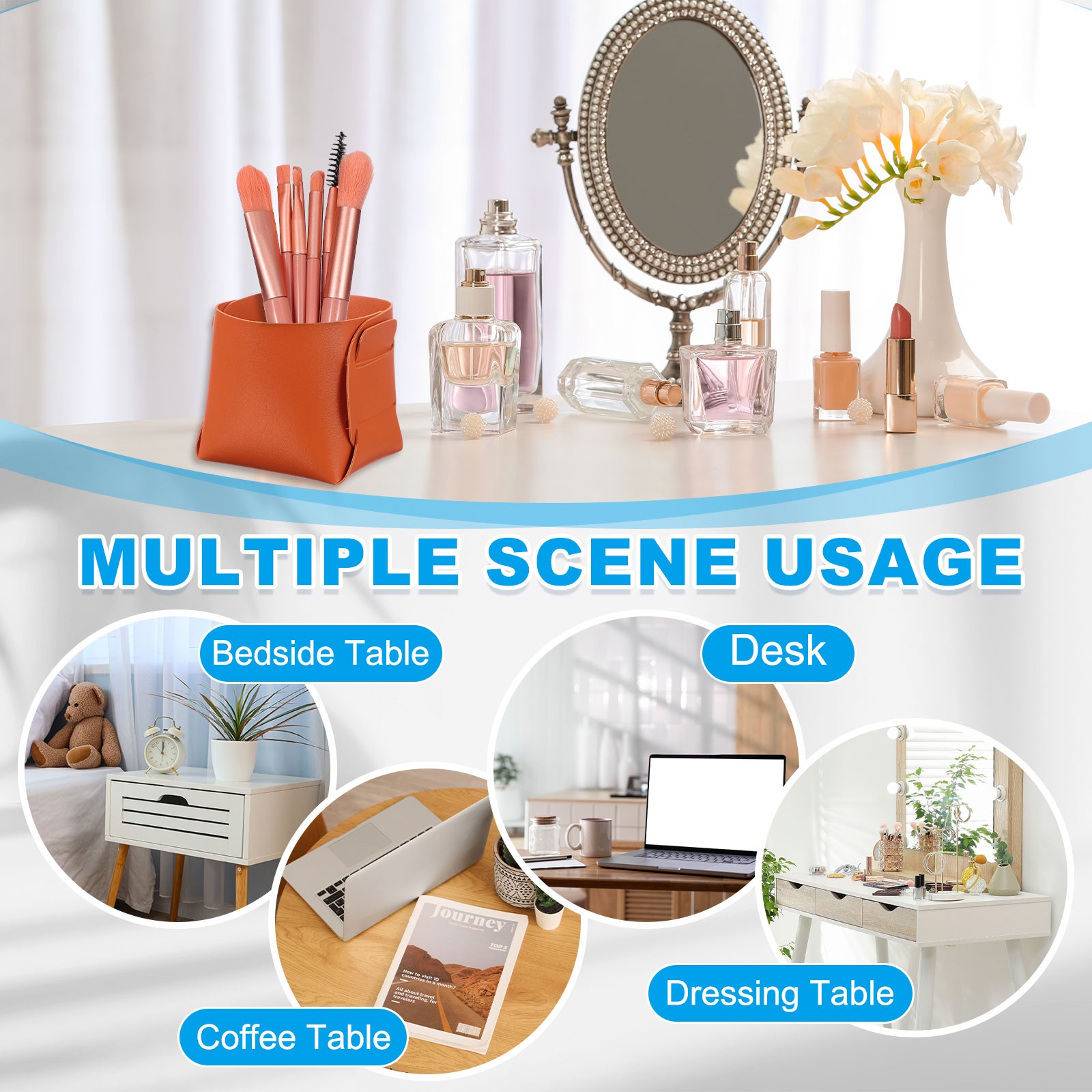 2 Pack Leather Desk Organizer, Leather Jewelry Valet Tray, Burgundy